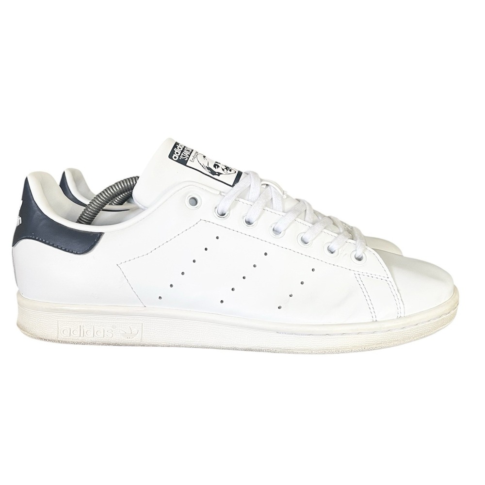 Adidas Stan Smith Mens White Navy Blue Leather Low Top Sneakers M20325 Size 10